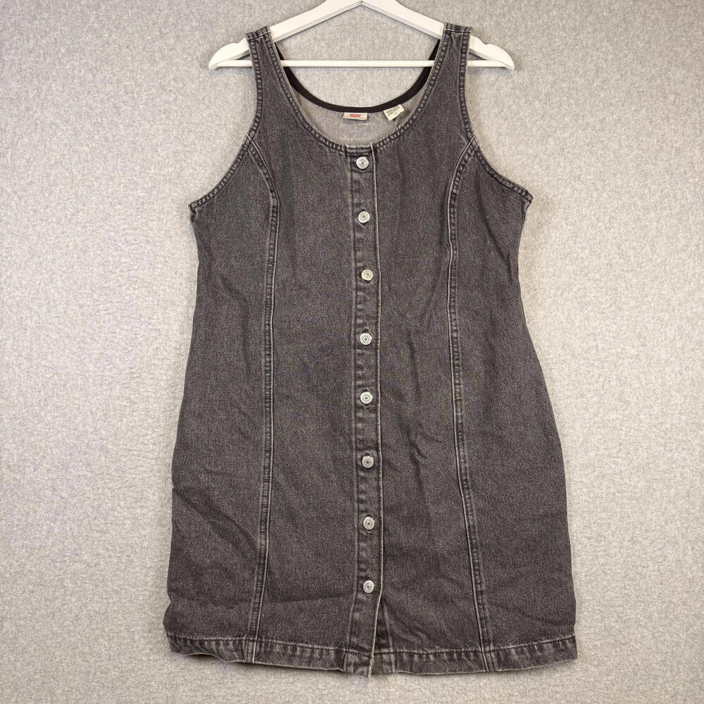 Levi's Women's Size Large Gray Sleeveless Button Down Top 100% Cotton